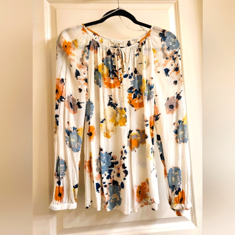 Long sleeve Floral Lucky Brand boho blouse-M